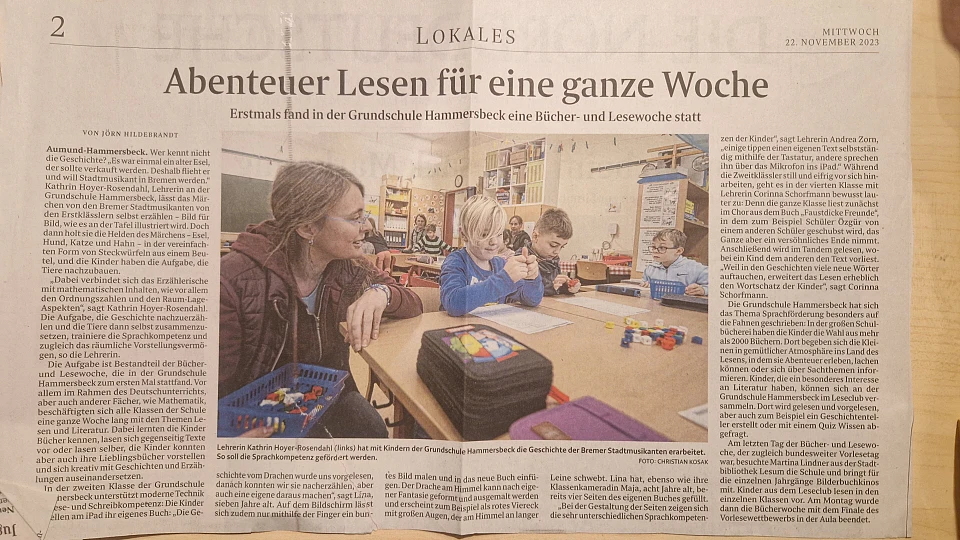 Zeitungsartikel Lesewoche Weserkurier